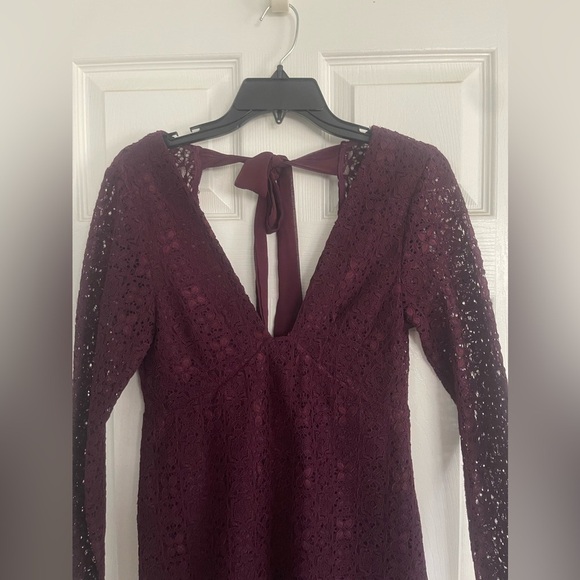 Free People Honey Honey Lace Long Sleeve Mini Dress in Potent Purple - Picture 4 of 5